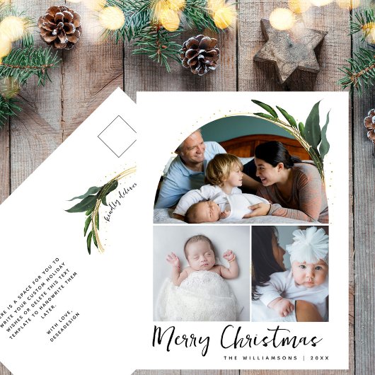 Cartes Pour Fêtes Annuelles Boho Arch Modern Christmas Photo Collage