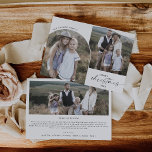 Cartes Pour Fêtes Annuelles Boho Arch moderne 3 Photos de famille Noël Nouvell<br><div class="desc">Cette arche moderne Boho 3 photos de famille Noël news carte de vacances est le parfait accueil de vacances moderne. Le design bohème noir et blanc présente une typographie industrielle unique avec style vintage minimaliste. Personnalisez la carte avec 3 photos (2 sur le devant et 1 sur le dos), votre...</div>