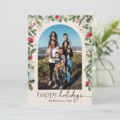 Cartes Pour Fêtes Annuelles Boho Arche florale botanique Joyeuses Fêtes 1 Phot (Debout devant)