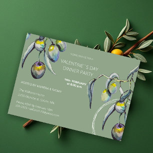 Cartes Pour Fêtes Annuelles Boho Art Dinner Party Aquarelle Olive Branche