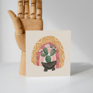 Cartes Pour Fêtes Annuelles Boho Cactus Arc-en-ciel : Vibrations du désert