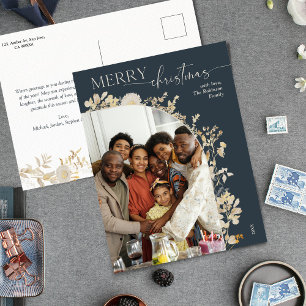 Cartes Pour Fêtes Annuelles Boho Chic Bleu Joyeux Arche de Noël