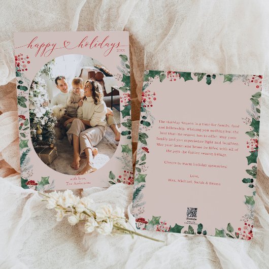 Cartes Pour Fêtes Annuelles Boho Chic Calligraphie Blush Pink Photo