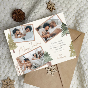 Cartes Pour Fêtes Annuelles Boho Chic Christmas 3 Photo Collage Pine Trees