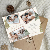 Cartes Pour Fêtes Annuelles Boho Chic Christmas 3 Photo Collage Pine Trees