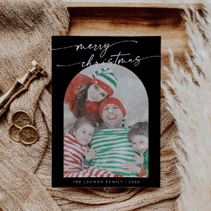 Cartes Pour Fêtes Annuelles Boho Chic Dark Black Fun Famille Photo Noël