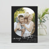 Cartes Pour Fêtes Annuelles Boho Chic Dark Black Merry Bright Photo Noël (Debout devant)