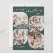 Cartes Pour Fêtes Annuelles Boho Chic Dark Green Famille Multi Photo Noël (Devant)