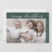 Cartes Pour Fêtes Annuelles Boho Chic Dark Green Photo Amusant Famille Noël (Devant)