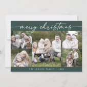 Cartes Pour Fêtes Annuelles Boho Chic Dark Green Photo Boho Joyeux Noël (Devant)