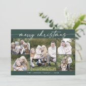 Cartes Pour Fêtes Annuelles Boho Chic Dark Green Photo Boho Joyeux Noël (Debout devant)