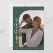 Cartes Pour Fêtes Annuelles Boho Chic Dark Green Photo Simple Joyeux Noël (Devant)