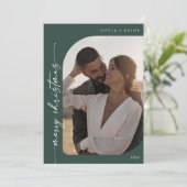 Cartes Pour Fêtes Annuelles Boho Chic Dark Green Photo Simple Joyeux Noël (Debout devant)