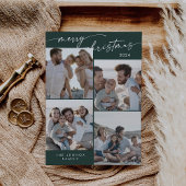 Cartes Pour Fêtes Annuelles Boho Chic Dark Green Xmas Photo Noël unique