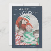 Cartes Pour Fêtes Annuelles Boho Chic Navy Blue Fun Family Photo Noël (Devant)