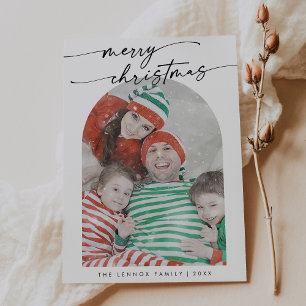 Cartes Pour Fêtes Annuelles Boho Chic noir blanc amusant Famille Photo Noël