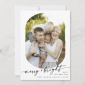 Cartes Pour Fêtes Annuelles Boho Chic Noir Blanc Joyeux Bright Photo Noël (Devant)