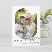 Cartes Pour Fêtes Annuelles Boho Chic Noir Blanc Joyeux Bright Photo Noël (Debout devant)