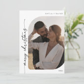 Cartes Pour Fêtes Annuelles Boho Chic noir blanc Photo Simple Joyeux Noël (Debout devant)