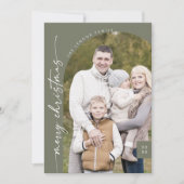 Cartes Pour Fêtes Annuelles Boho Chic Olive Green Photo moderne Joyeux Noël (Devant)