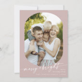 Cartes Pour Fêtes Annuelles Boho Chic Rose Rose Joyeux Bright Photo Noël (Devant)