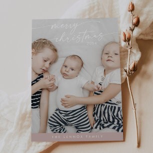 Cartes Pour Fêtes Annuelles Boho Chic Rose rose mignon photo unique Noël