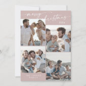 Cartes Pour Fêtes Annuelles Boho Chic Rose rose Noël Photo unique (Devant)