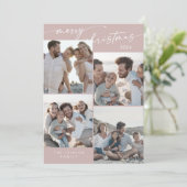 Cartes Pour Fêtes Annuelles Boho Chic Rose rose Noël Photo unique (Debout devant)