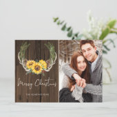Cartes Pour Fêtes Annuelles Boho Christmas Sunflower Wreath (Debout devant)