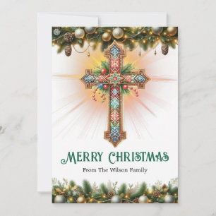Cartes Pour Fêtes Annuelles Boho Croix avec motifs complexes de Noël 