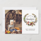 Cartes Pour Fêtes Annuelles Boho d'automne fleurit Thanksgiving Photo Flat (Devant)