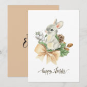 Cartes Pour Fêtes Annuelles Boho de lapin d'aquarelle Joyeux pâques (Devant / Derrière)