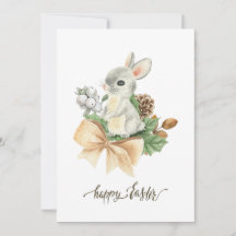 Boho de lapin d'aquarelle Joyeux pâques