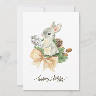 Cartes Pour Fêtes Annuelles Boho de lapin d'aquarelle Joyeux pâques