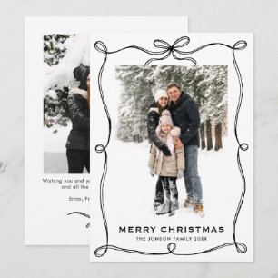 Cartes Pour Fêtes Annuelles Boho de Noël minimaliste noir ruban 2 photo
