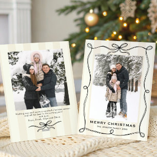 Cartes Pour Fêtes Annuelles Boho de Noël minimaliste noir ruban 2 photo