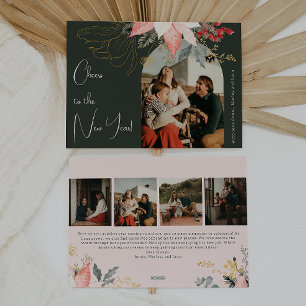 Cartes Pour Fêtes Annuelles Boho Floral Arch salue au Nouvel An Cinq photos