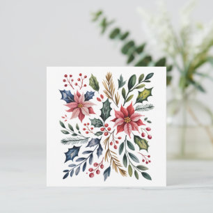 Cartes Pour Fêtes Annuelles Boho Floral Noël Vacances Hiver Mignon Vacances