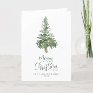 Cartes Pour Fêtes Annuelles Boho Green Noël Aquarelle Arbre non photo