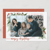 Cartes Pour Fêtes Annuelles Boho Green Terracotta Rust Christmas Photo (Devant / Derrière)
