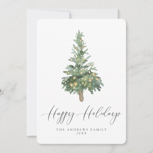 Cartes Pour Fêtes Annuelles Boho Happy Holidays Aquarelle Tree non photo (Devant)