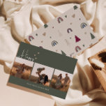 Cartes Pour Fêtes Annuelles Boho Hearts Happy Green Trois photos Noël<br><div class="desc">Célébrez la joie de la saison avec ce coeur boho heureux vert trois photo carte de fête de Noël. Le script unique et chic éditable crée une touche de charme et d'individualité. Son design simple présente des arcs-en-ciel bohèmes colorés, des coeurs et des arbres de Noël qui évoquent une ambiance...</div>