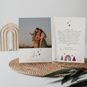 Cartes Pour Fêtes Annuelles Boho Hearts Joie Beige Famille Photo Noël