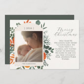 Cartes Pour Fêtes Annuelles Boho hiver Floral long message Noël (Devant / Derrière)