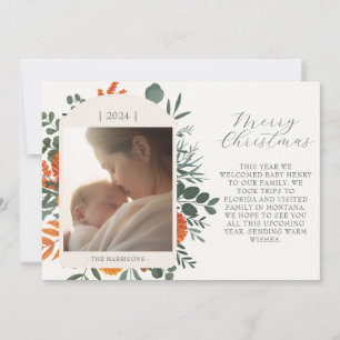 Cartes Pour Fêtes Annuelles Boho hiver Floral long message Noël