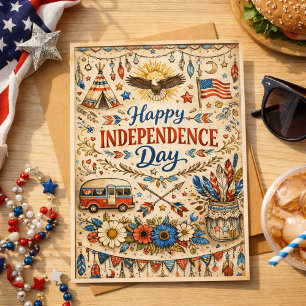 Cartes Pour Fêtes Annuelles Boho Joyeux Jour de l'Indépendance Americana