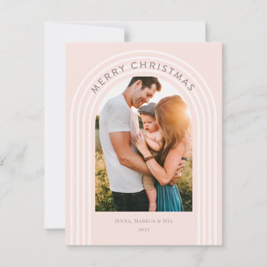 Cartes Pour Fêtes Annuelles Boho Joyeux Noël à Blush (Devant)