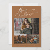 Cartes Pour Fêtes Annuelles Boho Joyeux Noël Blanc Script 3 Photo Collage (Devant)