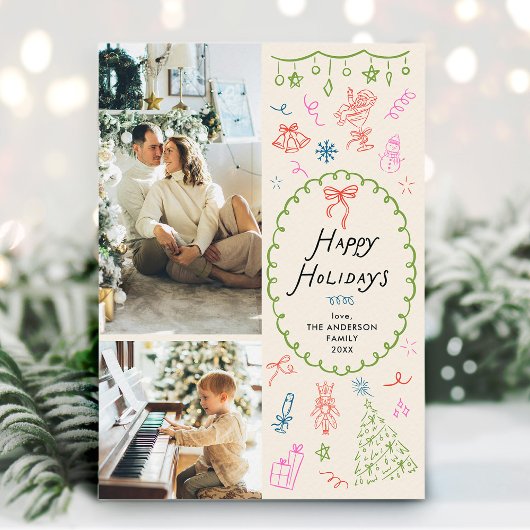 Cartes Pour Fêtes Annuelles Boho Main Drag Happy Holidays 2 Photo