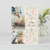 Cartes Pour Fêtes Annuelles Boho Main Drag Happy Holidays 2 Photo (Debout devant)